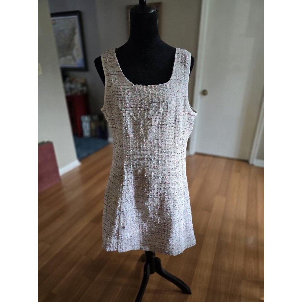 Shein White/Pastel Shimmer Business Dress Size XL